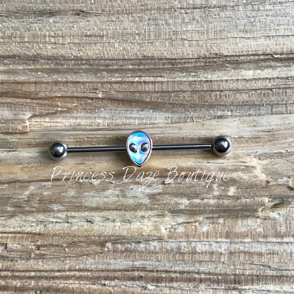 Illuminating Alien‎ Industrial Barbell Earring